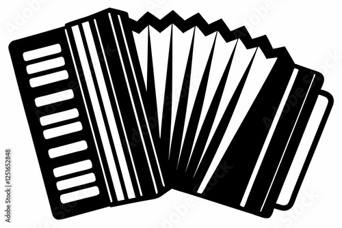 accordion line art silhouette vector illustration