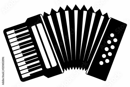 accordion line art silhouette vector illustration