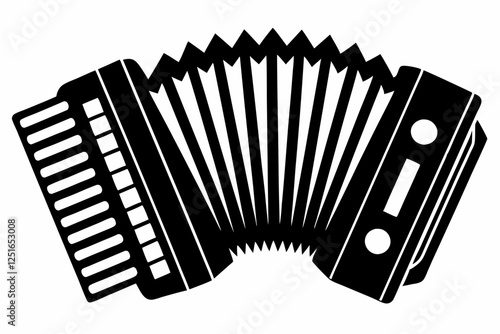 accordion line art silhouette vector illustration