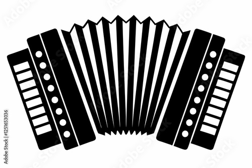 accordion line art silhouette vector illustration