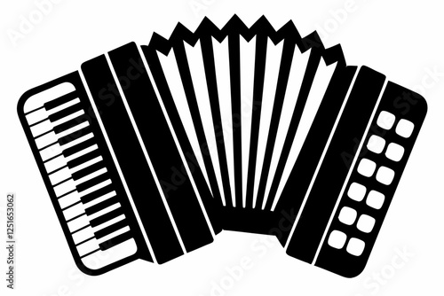 accordion line art silhouette vector illustration