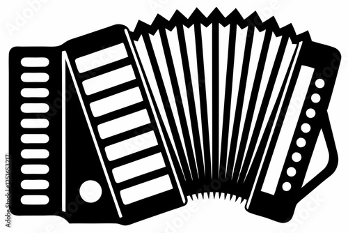 accordion line art silhouette vector illustration