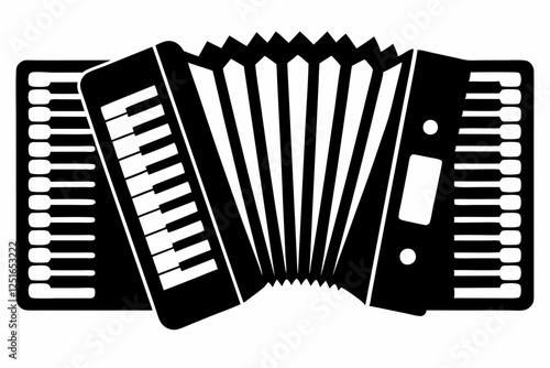 accordion line art silhouette vector illustration