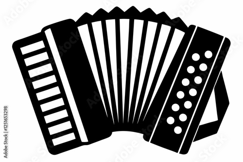 accordion line art silhouette vector illustration