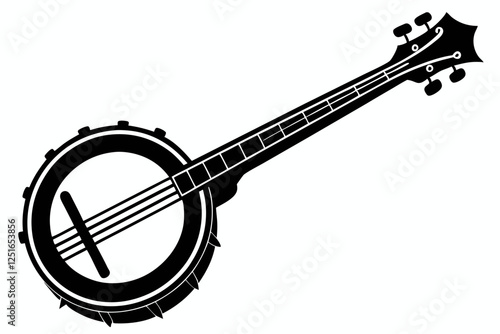 banjo line art silhouette vector illustration