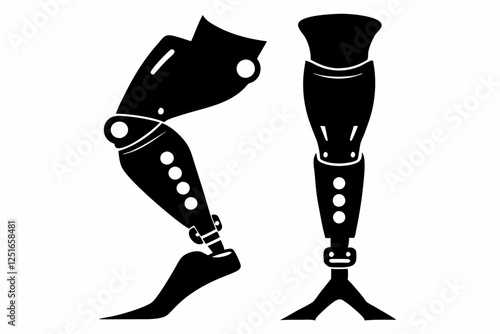 prosthetic limbs line art silhouette vector illustration