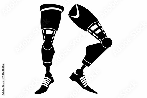 prosthetic limbs line art silhouette vector illustration