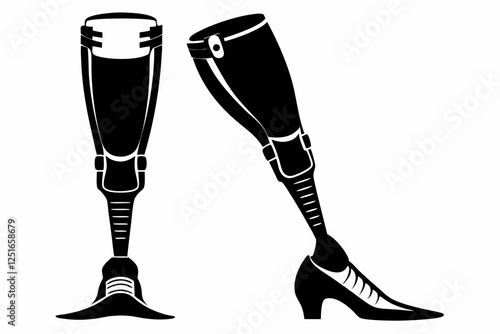 prosthetic limbs line art silhouette vector illustration