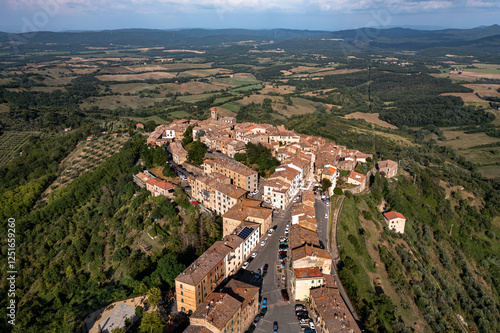 Obraz na płótnie little village of Chiusdino, in the mountains of Tuscany. Italy. August 2024 w salonie