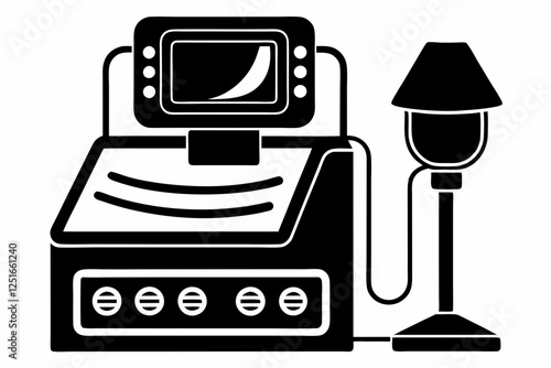 ultrasound machine line art silhouette vector illustration