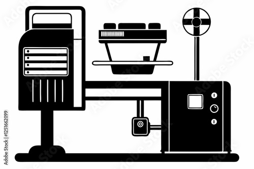 x-ray machine line art silhouette vector illustration