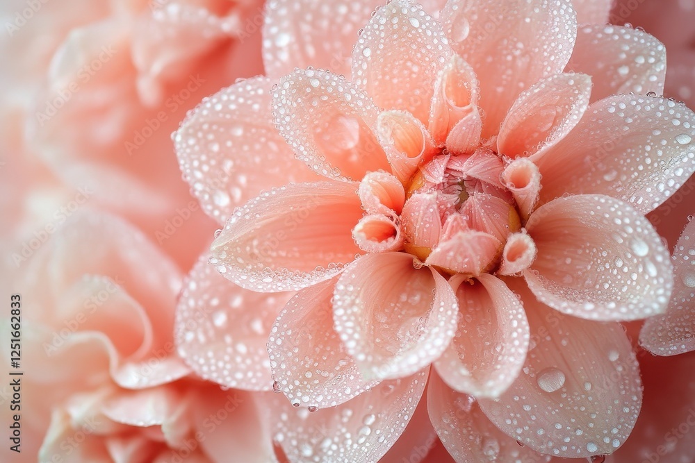 Close up of a pink dahlia flower covered in droplets Close up of a pink dahlia flower covered in droplets
