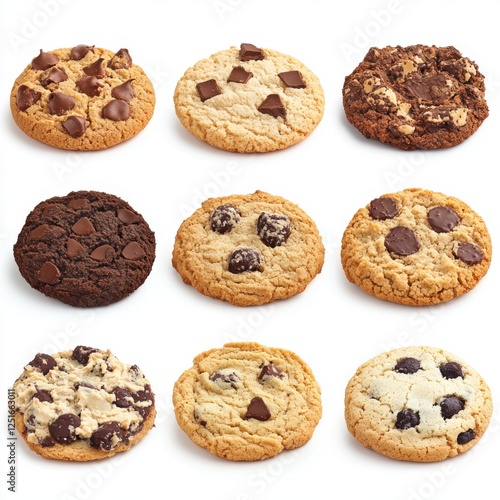Assortment of Delicious Cookies on White Background for Dessert Lovers