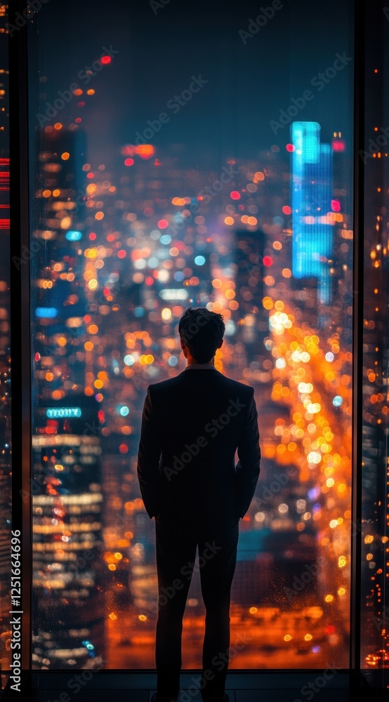 Fototapeta premium Business Professional Analyzing Data Night Skyline