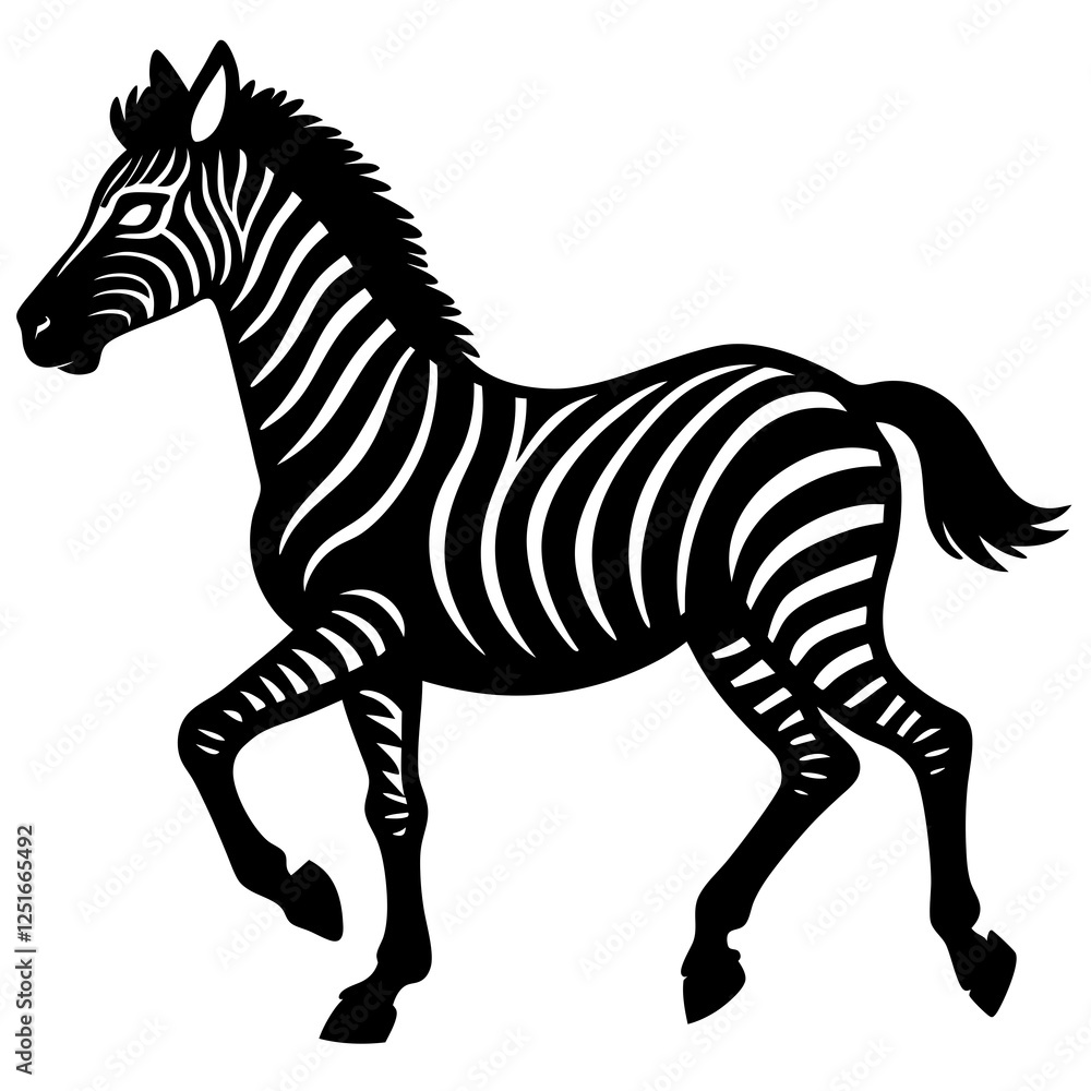 Fototapeta premium Zebra running silhouette vector illustration 