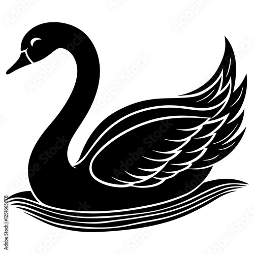  Swan gliding on water silhouette vector illustration 