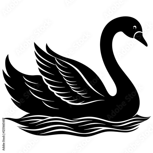  Swan gliding on water silhouette vector illustration 