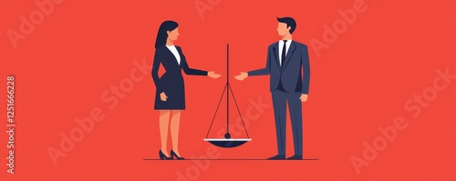 Two professionals discussing balance in business ethics.