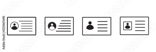 Outline ID card icon, with editable stroke. Personal ID card, driver license pictogram. National ID document, passport, identification identity, personal badge, work pass, verification. Vector icon