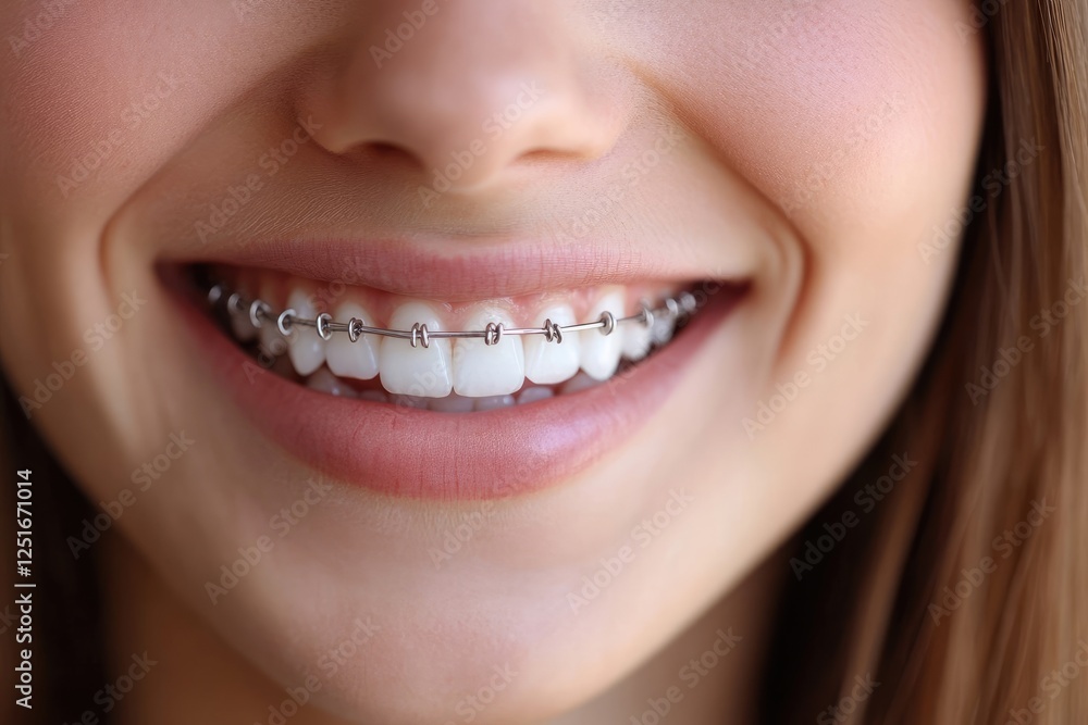 Close-up of Teeth with Metal Braces Close-up of Teeth with Metal Braces
