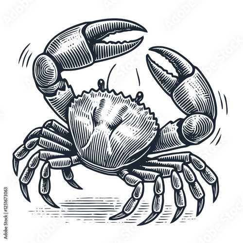 Hand-Drawn Illustration of a Crab