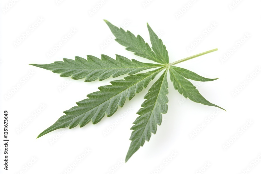 Single marijuana leaf isolated on white. Single marijuana leaf isolated on white.