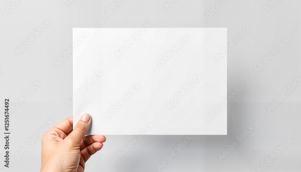 Fototapeta premium Hand holding blank paper against white background