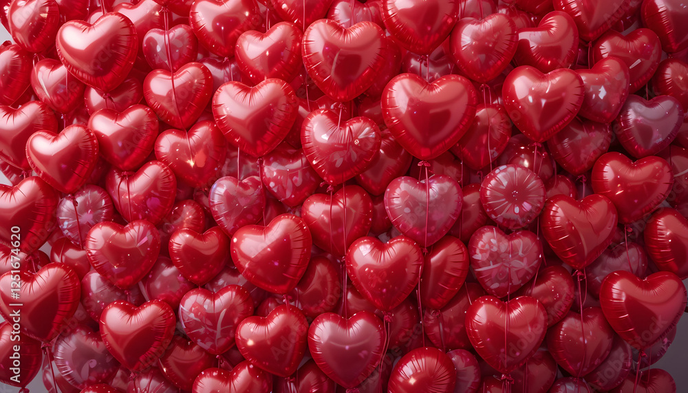 A vibrant, professional photo filled with red heart-shaped balloons, completely covering the frame. A vibrant, professional photo filled with red heart-shaped balloons, completely covering the frame.