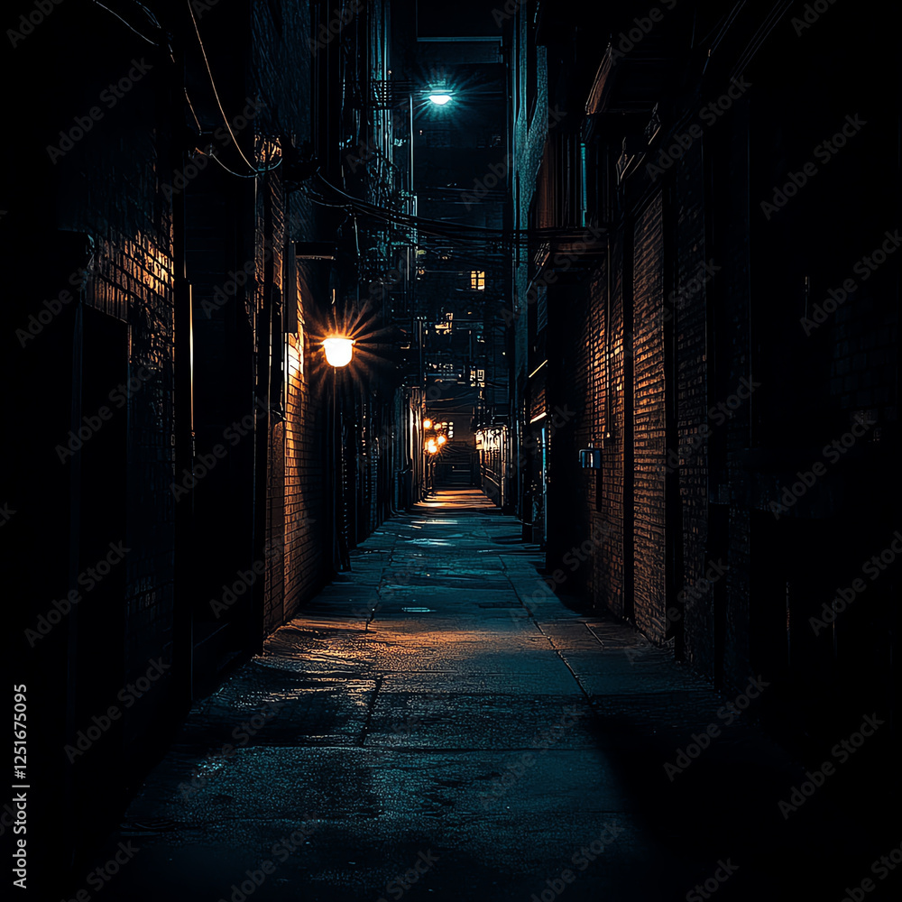 A dimly lit alleyway showcases a mysterious urban night ambiance. Soft light from street lamps casts shadows on the cobblestone path, inviting exploration and intrigue. A dimly lit alleyway showcases a mysterious urban night ambiance. Soft light from street lamps casts shadows on the cobblestone path, inviting exploration and intrigue.