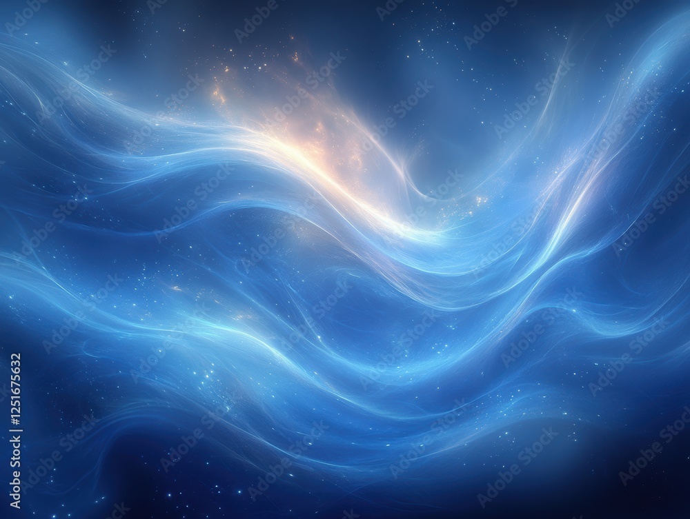 Abstract blue waves with light effects, creating a serene and ethereal atmosphere. Abstract blue waves with light effects, creating a serene and ethereal atmosphere.