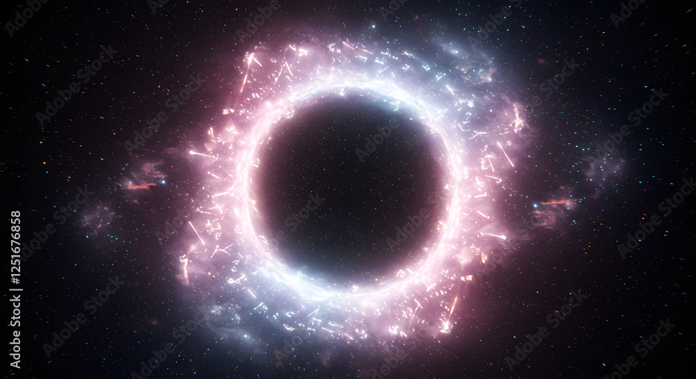 Naklejka premium Abstract Black Hole Ring of Light and Space Illustration