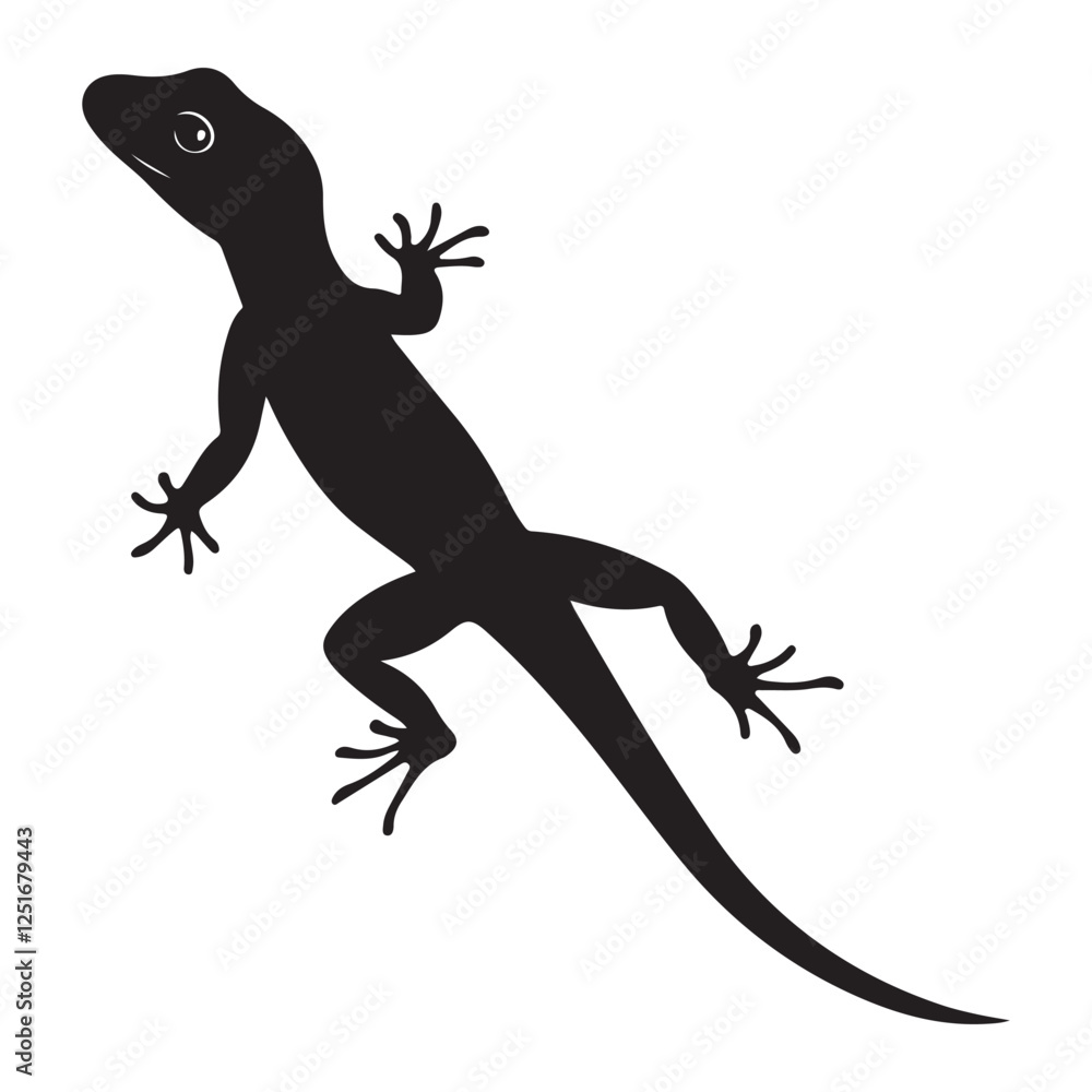 Obraz premium Gecko Wall Climbing Illustration – Black Reptile Icon