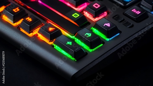 Illuminated Gaming Keyboard Keys Displaying RGB Lighting photo