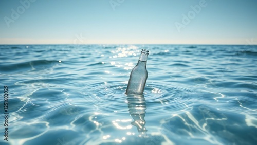 Serene Sea Adventure: Glass Bottle's Journey Under the Summer Sun photo