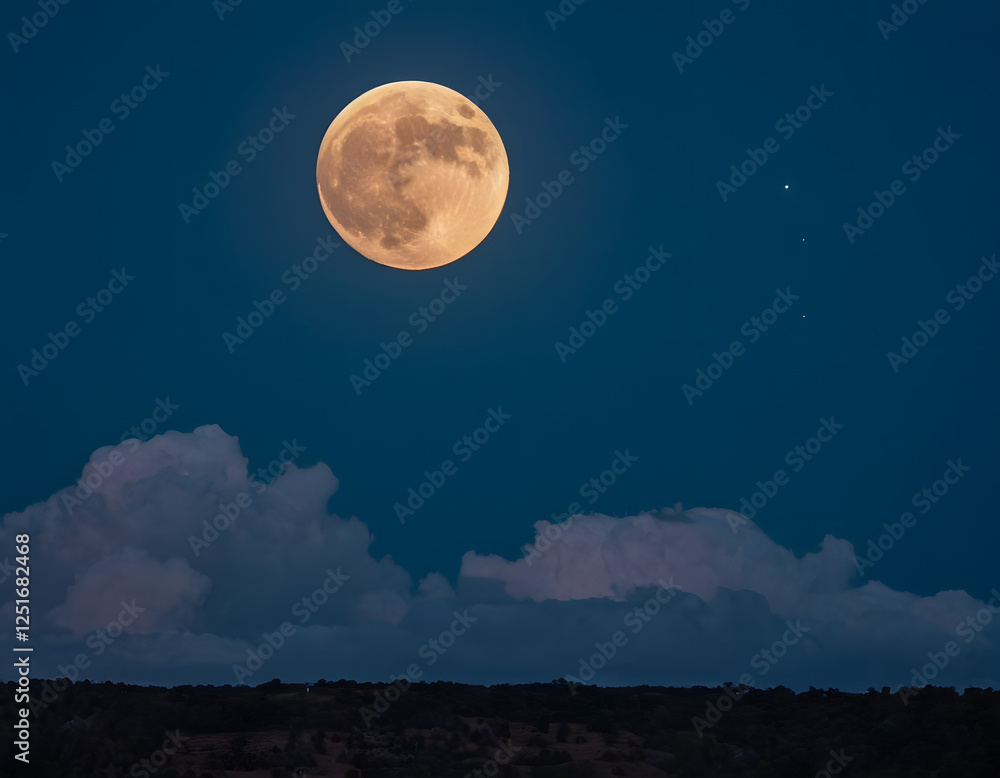 Illustration of the full moon in the sky at night Illustration of the full moon in the sky at night