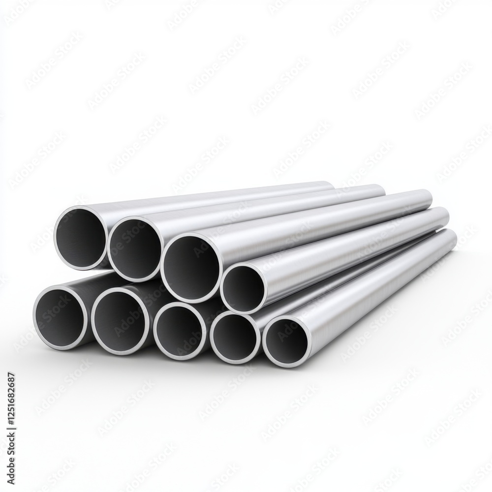 Stack of White Cylindrical Pipes on a Plain Background for Industrial and Construction Use Stack of White Cylindrical Pipes on a Plain Background for Industrial and Construction Use