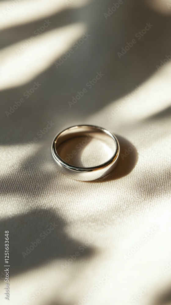 Elegant Silver Ring on Soft Fabric Surface with Gentle Shadows Elegant Silver Ring on Soft Fabric Surface with Gentle Shadows