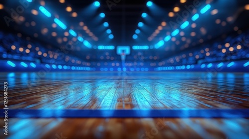 Wallpaper Mural Blue-lit basketball court, arena, game Torontodigital.ca