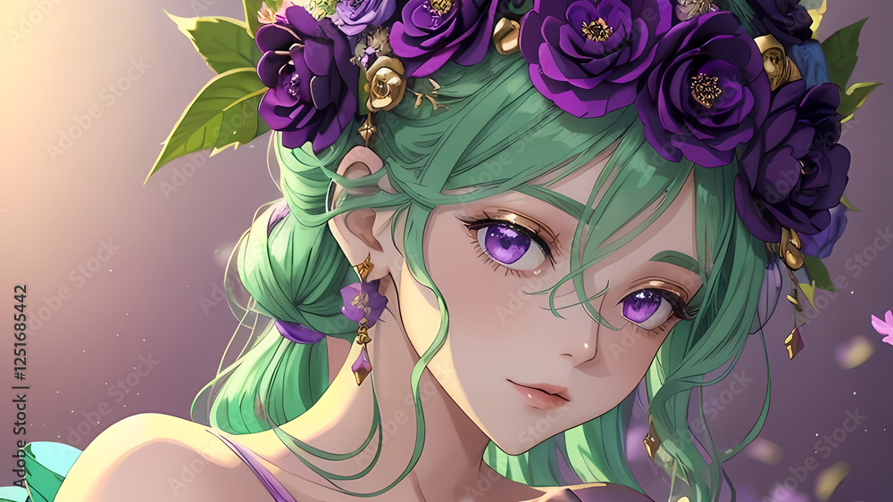 これらのデジタルイラストは、アニメスタイルの魅力的な女性キャラクターを描いており、緑や紫の髪が特徴で、花の装飾やファンタジー要素が施されています。華やかで幻想的な雰囲気は、鮮やかな色彩、柔らかい光、洗練された装飾によって強調されています。コンセプトアート、ファンタジーデザイン、編集イラスト、洗練されたグラフィックプロジェクトに最適です。
これらのデジタルイラストは、アニメスタイルの魅力的な女性キャラクターを描いており、緑や紫の髪が特徴で、花の装飾やファンタジー要素が施されています。華やかで幻想的な雰囲気は、鮮やかな色彩、柔らかい光、洗練された装飾によって強調されています。コンセプトアート、ファンタジーデザイン、編集イラスト、洗練されたグラフィックプロジェクトに最適です。