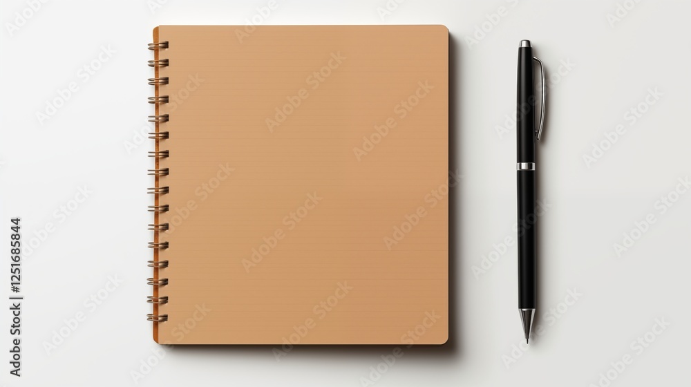 A high-resolution image of a corporate pen and notebook, clear blue skies, light-colored background and accurate lighting,, generative ai illustration A high-resolution image of a corporate pen and notebook, clear blue skies, light-colored background and accurate lighting,, generative ai illustration