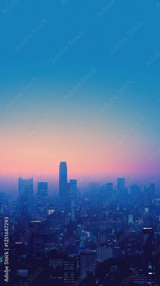 High angle view of a cityscape during twilight hour High angle view of a cityscape during twilight hour