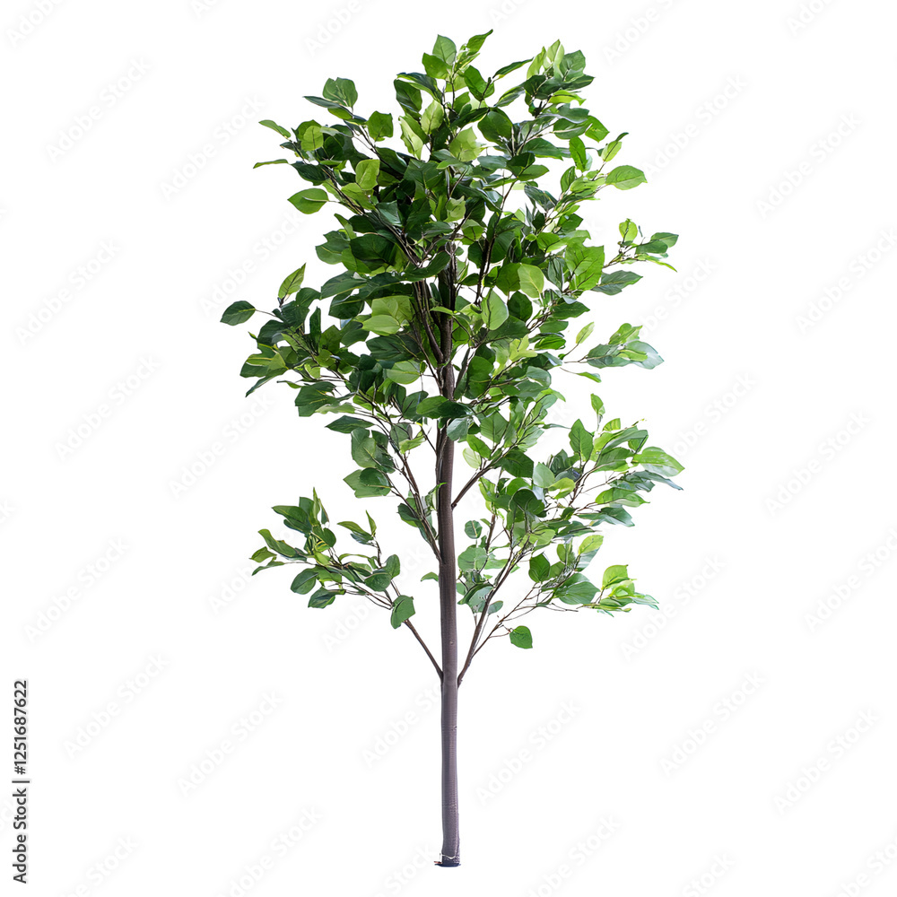 LED Artificial Tree with Green Leaves Isolated on Transparent Background