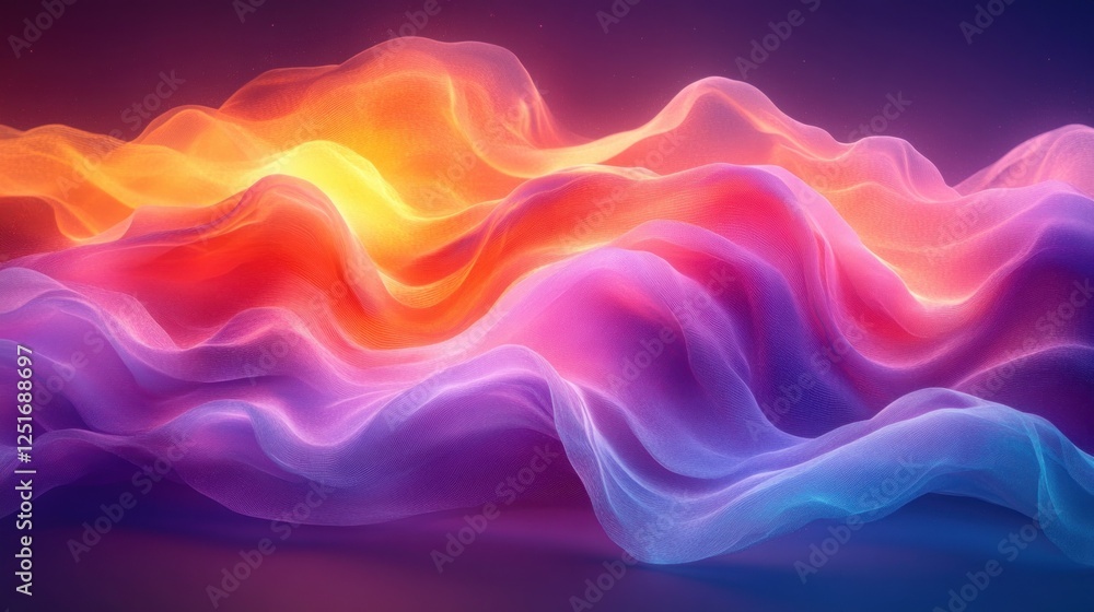 Obraz premium Vibrant Abstract Wave of Colors Fluid Motion Liquid Silk Light Transparency Digital Art