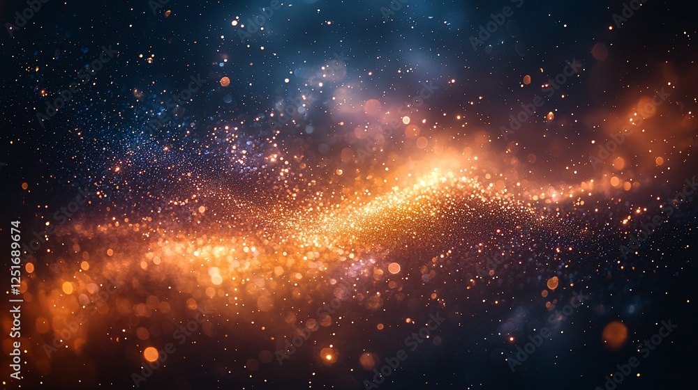 Fototapeta premium Abstract cosmic sparks background, glowing nebula, futuristic design