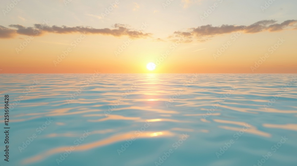 Fototapeta premium Breathtaking sunrise over the tranquil ocean coastal serenity landscape photography coastal environment wide-angle view nature's beauty unveiled