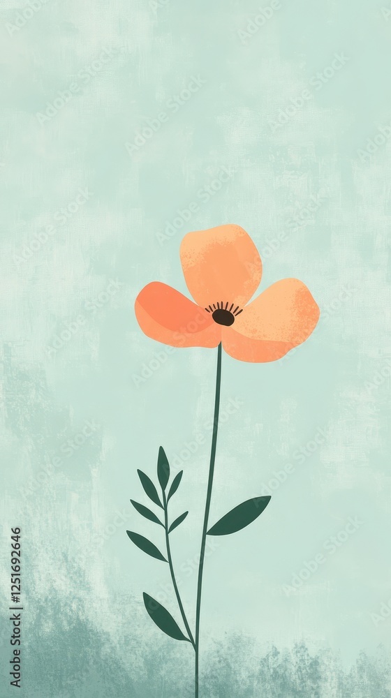 Naklejka premium Stylized illustration of a single peach colored flower
