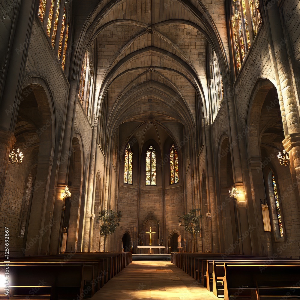 Fototapeta premium Grand Interior of a Church Sanctuary