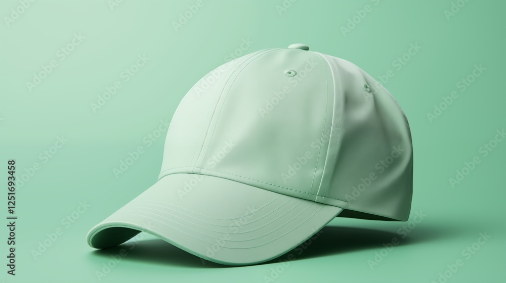 Fototapeta premium Cap mockup on a light green background,generative ai illustration