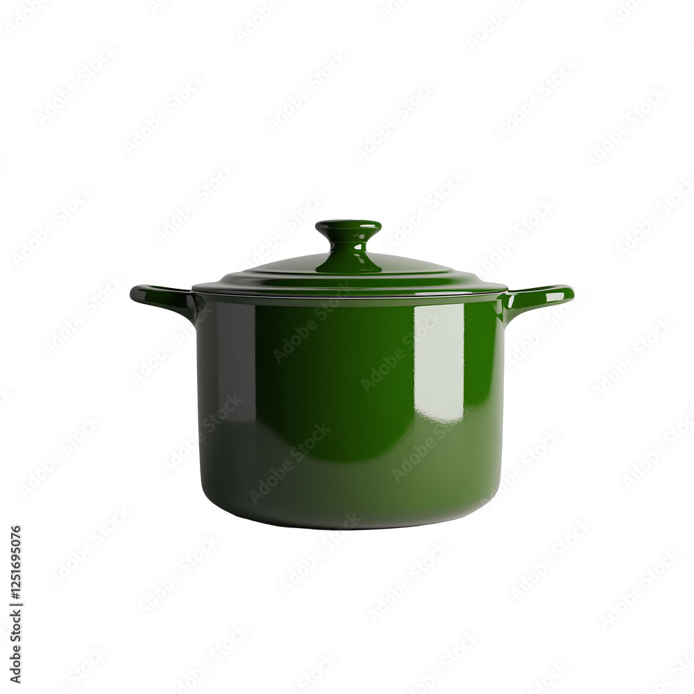 Large green pot with lid without background Large green pot with lid without background
