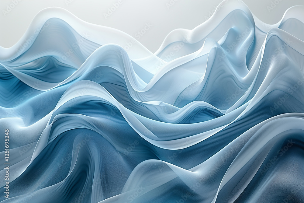 Obraz premium Abstract Blue Waves Elegant Swirling Fabric Texture Background Image